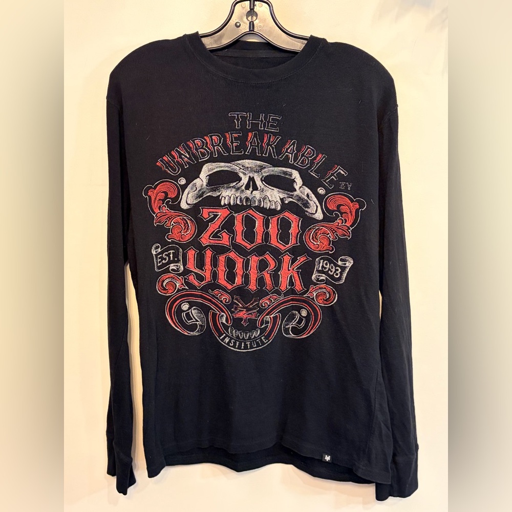 ZOO YORK  Men's Black Long-Sleeve Ribbed Graphic Tee